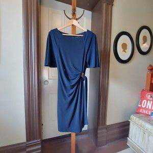 Tahari (Arthur S. Levine) draped dress in inky blue